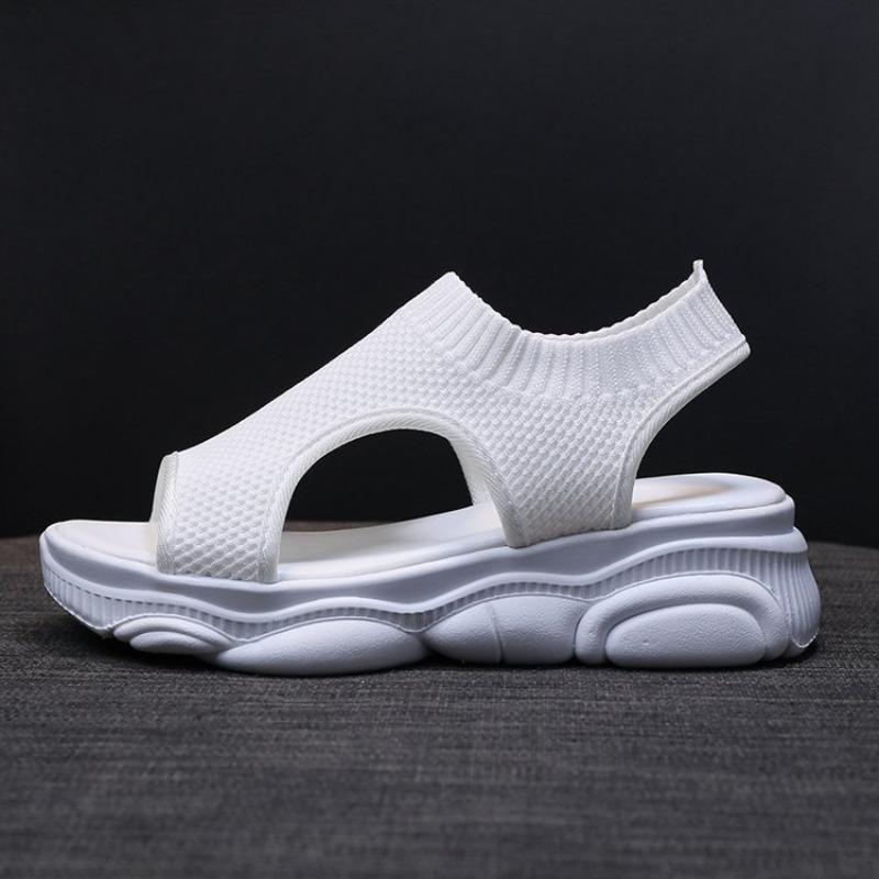

Sports sandals women s summer new breathable fly-woven shoes fish mouth muffin platform shoes casual beach sandals 35 белый