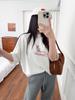 COR Women's White Embroidered Casual T-Shirt - Early Spring Loose Fit, Slim Short-Sleeved Knit with Lamb Design.