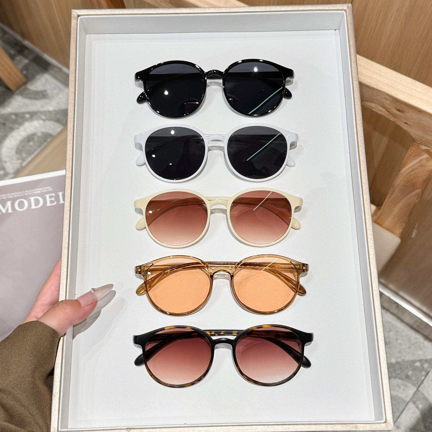 

5Pcs Round Mixed Simple Basic Multi-Color Fashionable Decorative Glasses Set Multi-Color Combination Gift Set