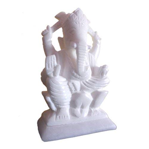 

StonKraft Marble Ganesha Ganapati Statue - 12.7cm / 5 inches - Ganesha s Nose Facing Left - Marble Ganesha Ganesh Ganpati