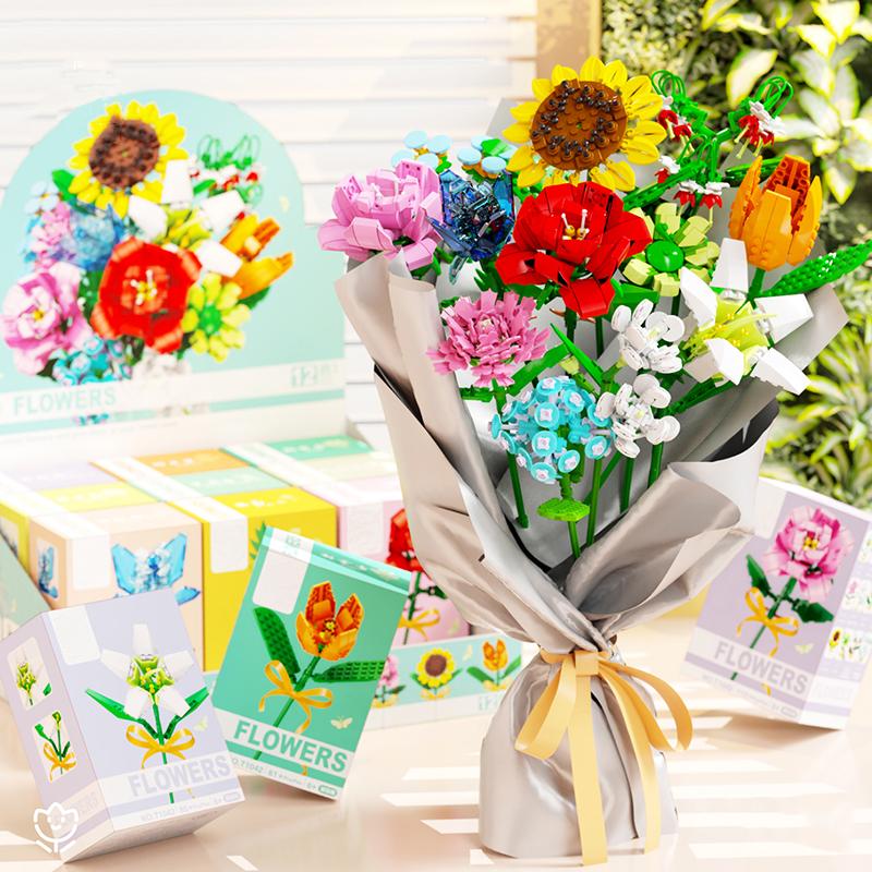 Blocos de Construção Criativos de Flores 684 Peças Brinquedos Modelo Flor de Bloco de Construção Montar Brinquedos de Blocos para Criança Ornamento Presentes
