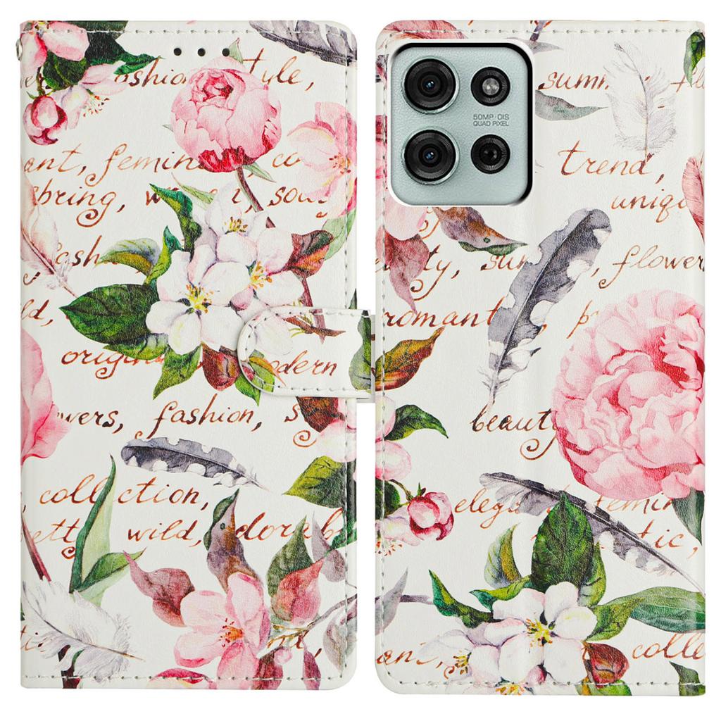 For Motorola Moto G86 5G Case Pattern Printing Wallet Stand Flip Leather Phone Cover with Strap