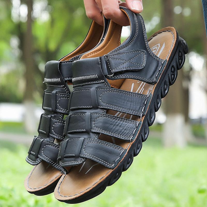 Fashion Summer New Business Men Beach Sandals American Casual Comfortable Brand Beach Sandals Black Brown Size 38-48 Men Sandals
