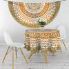 63 Inch Mandala Circular Tablecloth Waterproof Plain Terrace Dining Table Cover With Retro Pattern Tapestry Curtain Head Cover
