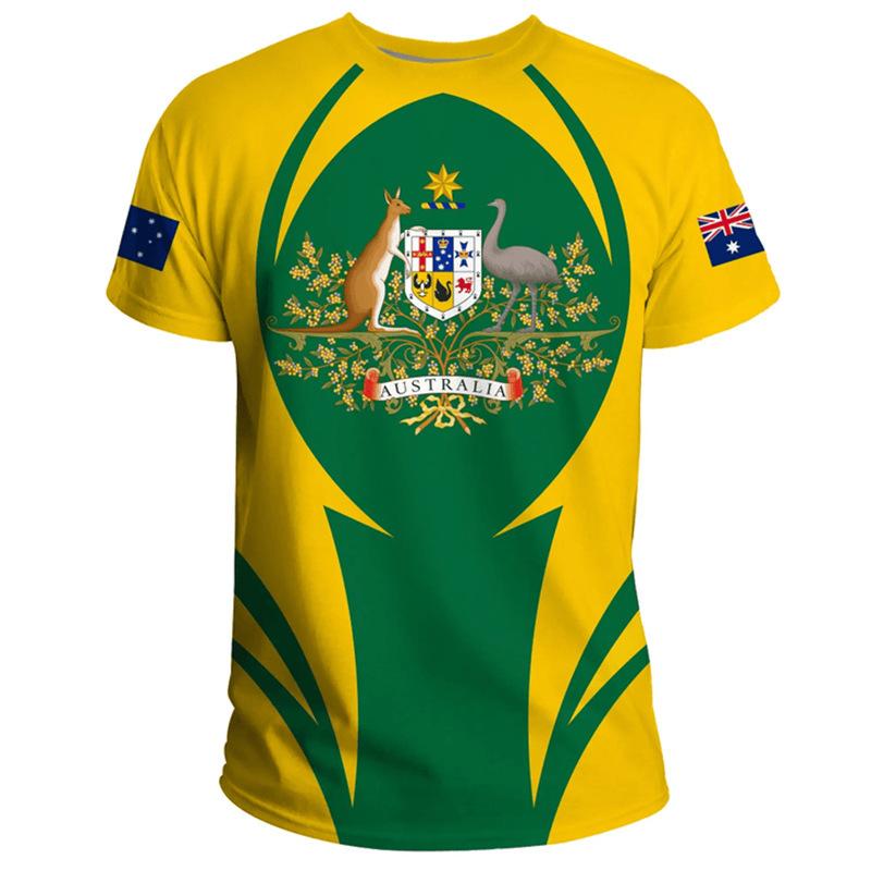 Australia's National Emblem Pattern 3D Digital Printing Cross-border New Men's Casual Short-sleeved T-shirt Factory Direct Sales
