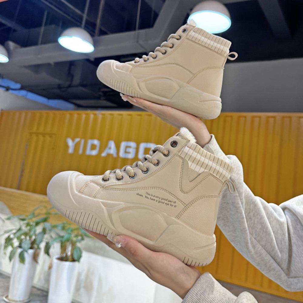 Bottes d'hiver pour femmes Bottes d'hiver en velours à tige haute Chaussures décontractées Baskets pour femmes Hiver Nouvelles Bottines courtes polyvalentes pour femmes Chaussures en coton