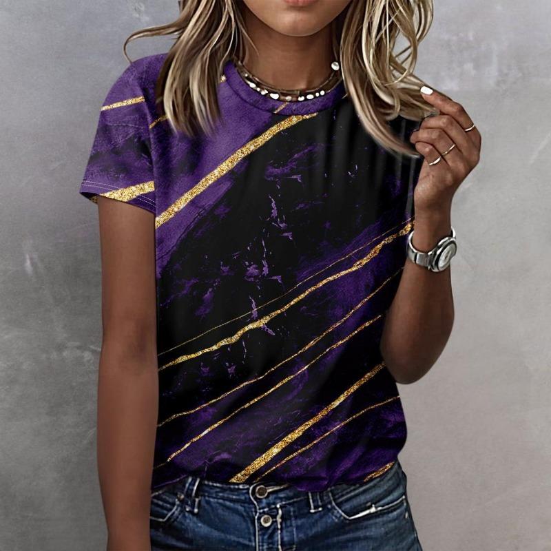 Women's 3d Printed Short Sleeves Round Neck Vintage Short Sleeves Summer Loose Tops Tops Women's Summer T-Shirts