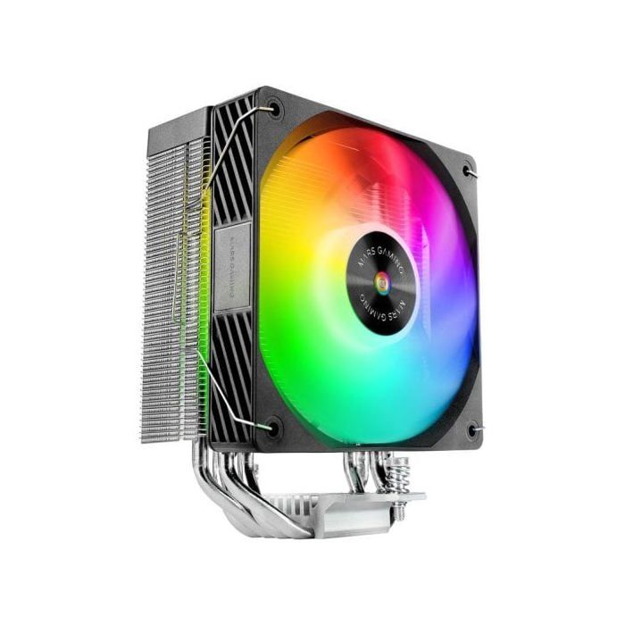 Mars Gaming Mcpu-x4argb Disipador Cpu 220w Tdp 4x Heatpipes Hct Ventilador Pwm Argb 120mm Negro