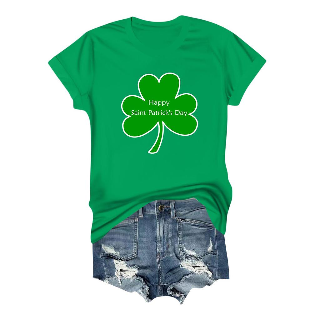 Women's Casual Printed T-shirt Round Neck Pullover Short Sleeve Top