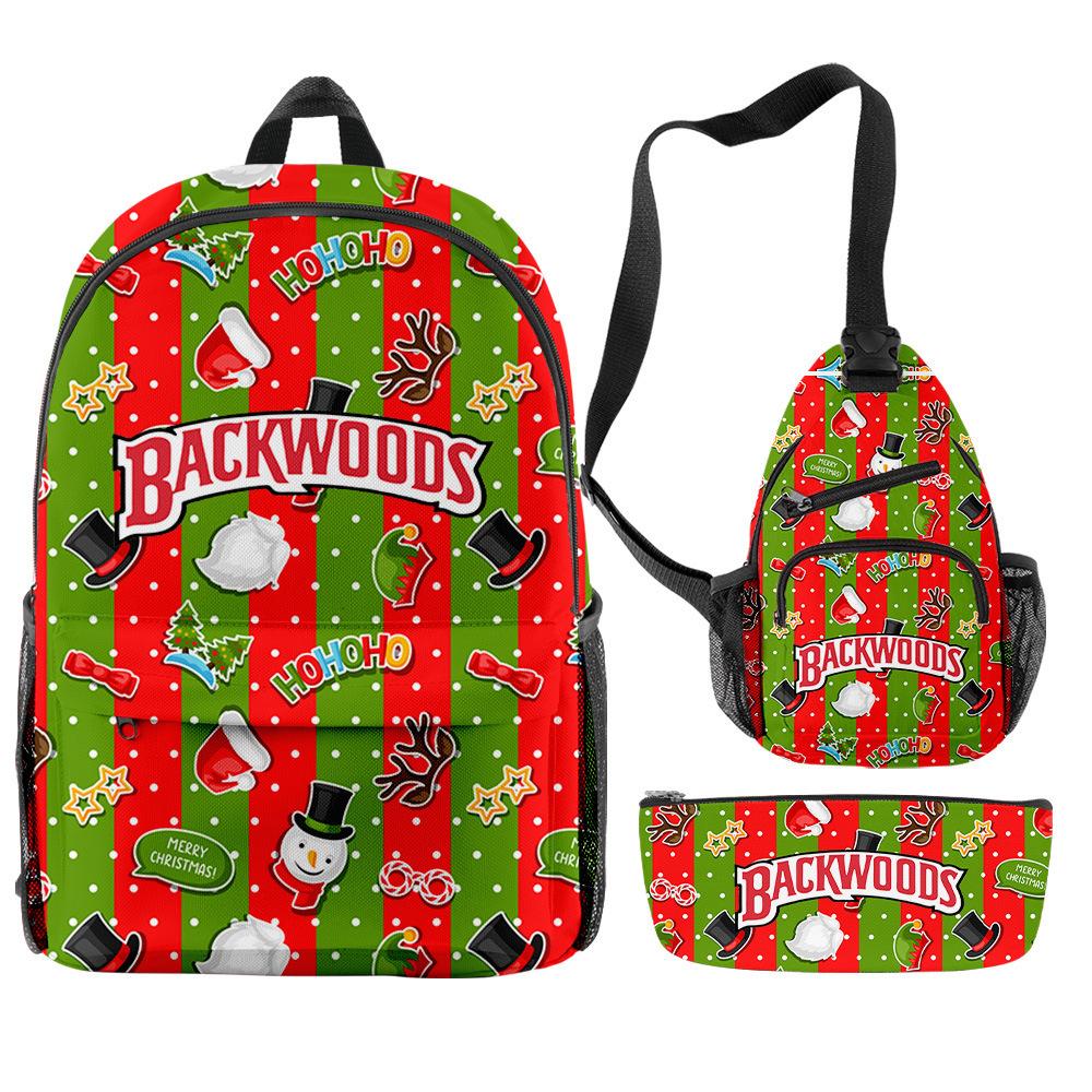 Christmas Backpack Backwoods Cigar Star Backpack Peripheral Set Backpack Satchel Pencil Case Set