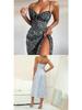 2026 Spring European & American Women's Sexy Printed Lace-up Slit Camisole Dress