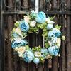 Front Door Wreath Spring Flowers Gift Decorative Artificial 15" Round for Party Porch