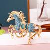 Wealth Horse Car Keyring Rhinestones-Encrusted 3D Zodiac Horse Design Key Chain Metal Charm Bags Keyring