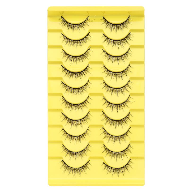 

10 пар 3D многослойных накладных ресниц с перекрестным плетением и жестким основанием - 8DA10# Пышные и подкрученные для ежедневной носки и фотостудии. 8DA10#