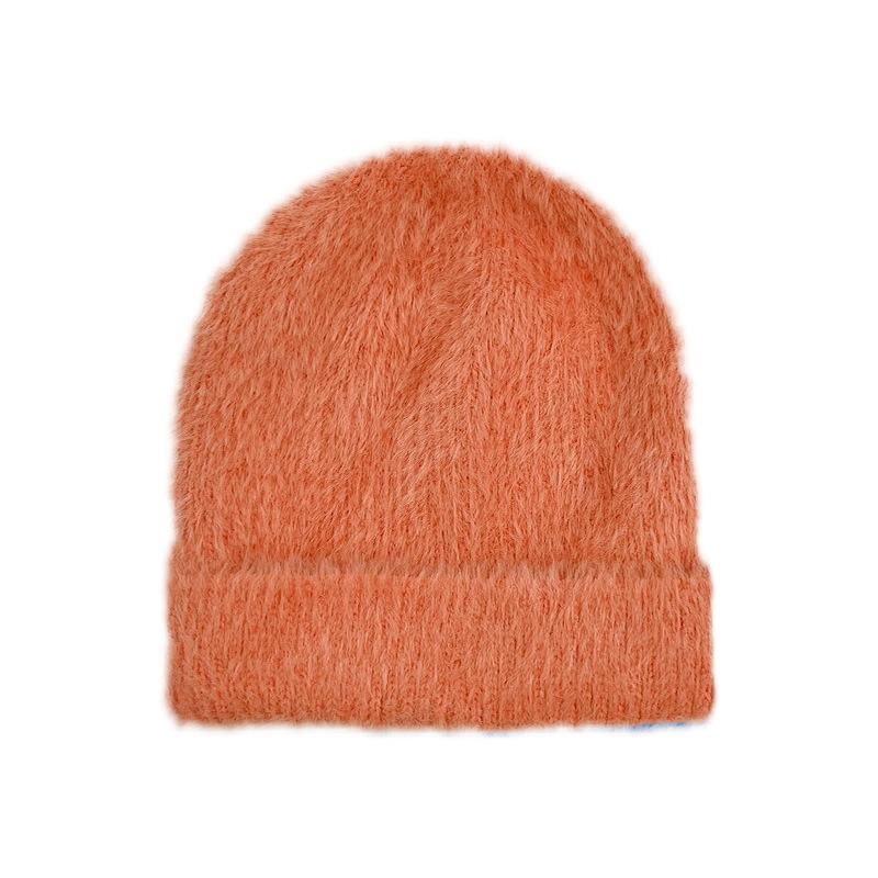 Winter Imitation Mink Hair Children's Knitted Hat, Solid Color Imitation Rabbit Hair Wool Hat for Boys and Girls Outdoor Warm Cold Hat