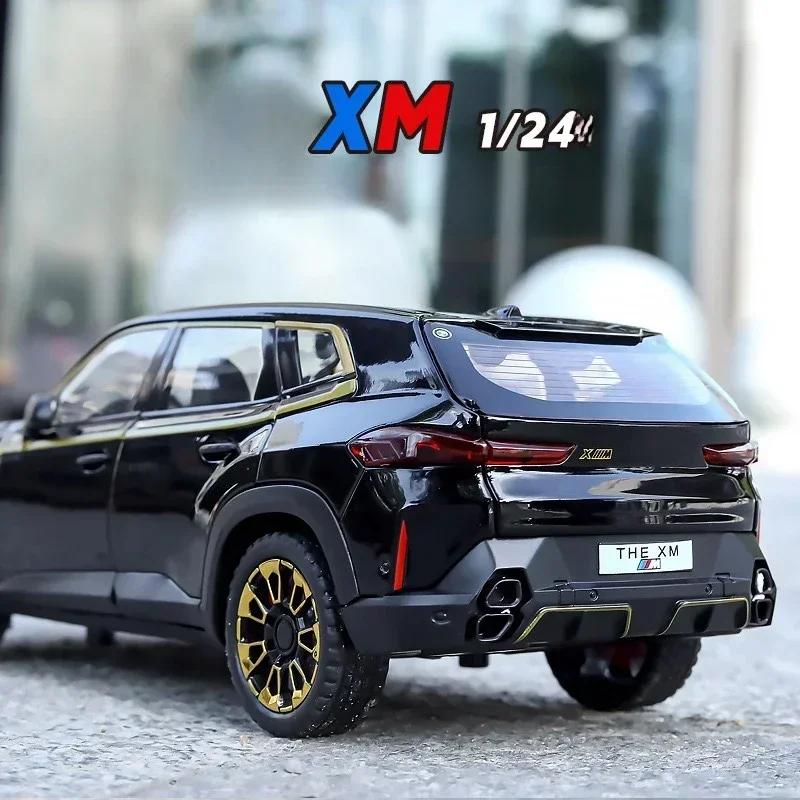 1/24 BMW XM Liga de Alumínio SUV Modelo de Carro Nova Energia Veículos Off Road Brinquedos Crianças Meninos Presente Som e Luz Coletivo Voiture Miniature