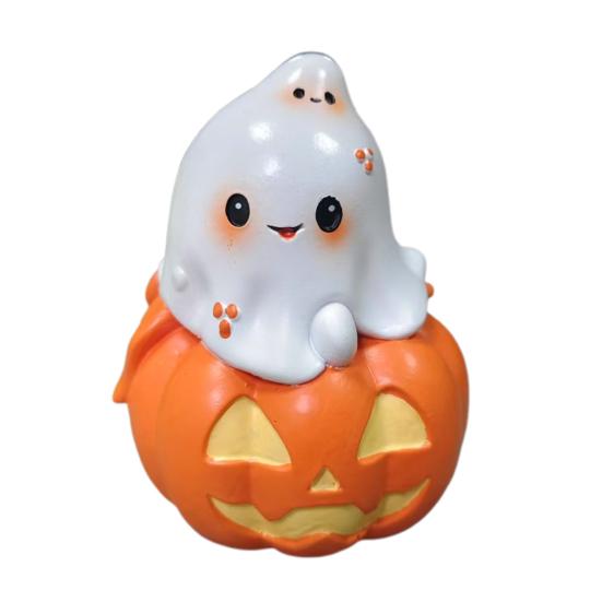 Halloweenská dýně duch figurka pryskyřice strašidelná kreslená socha ducha socha domácí kancelář stolní knihovna sváteční párty dekorace ozdoba