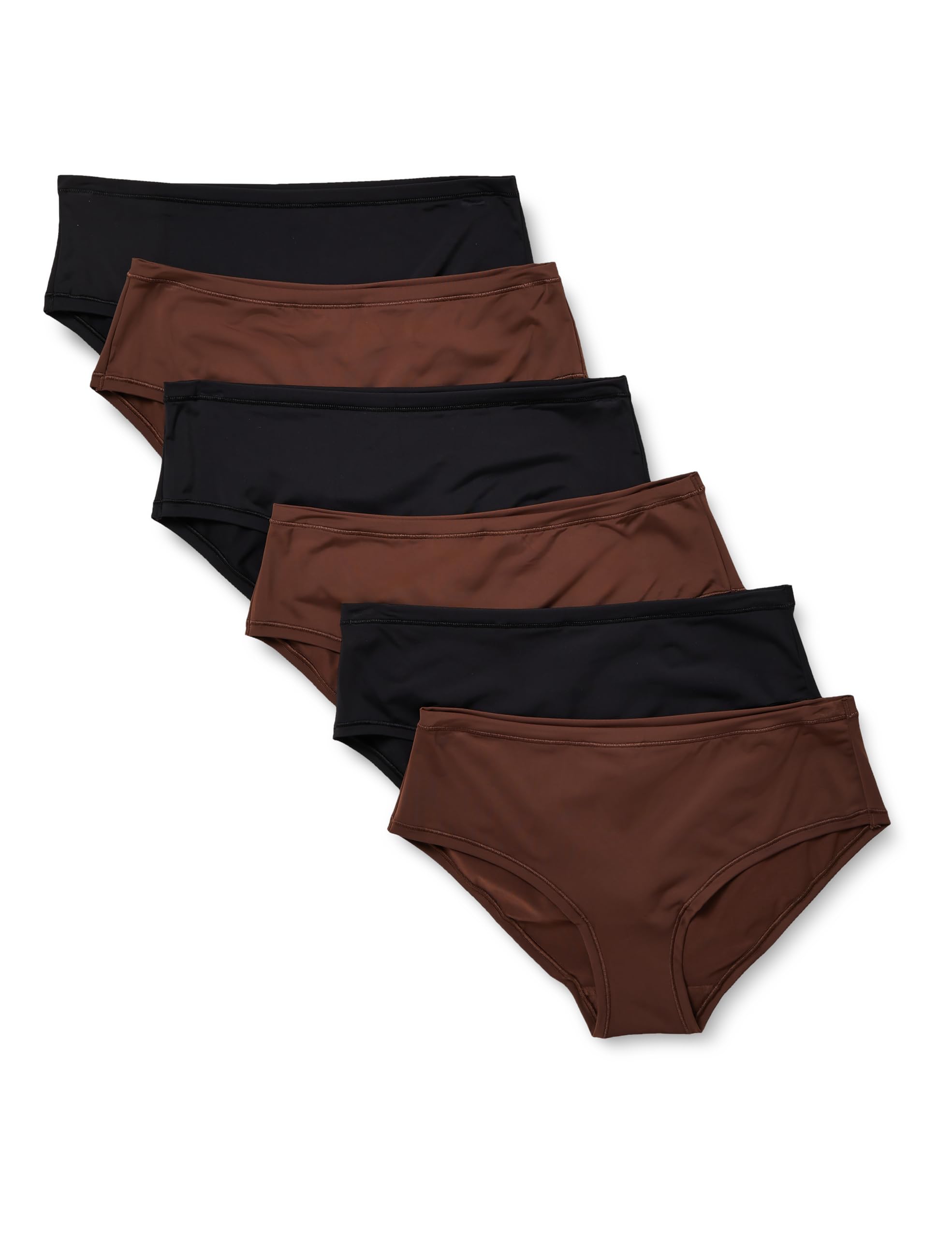 

Amazon Essentials Microfiber Panties Size L 6-Pack (T-Back/Normal Leg), Women s, Black/Rich Hazel,