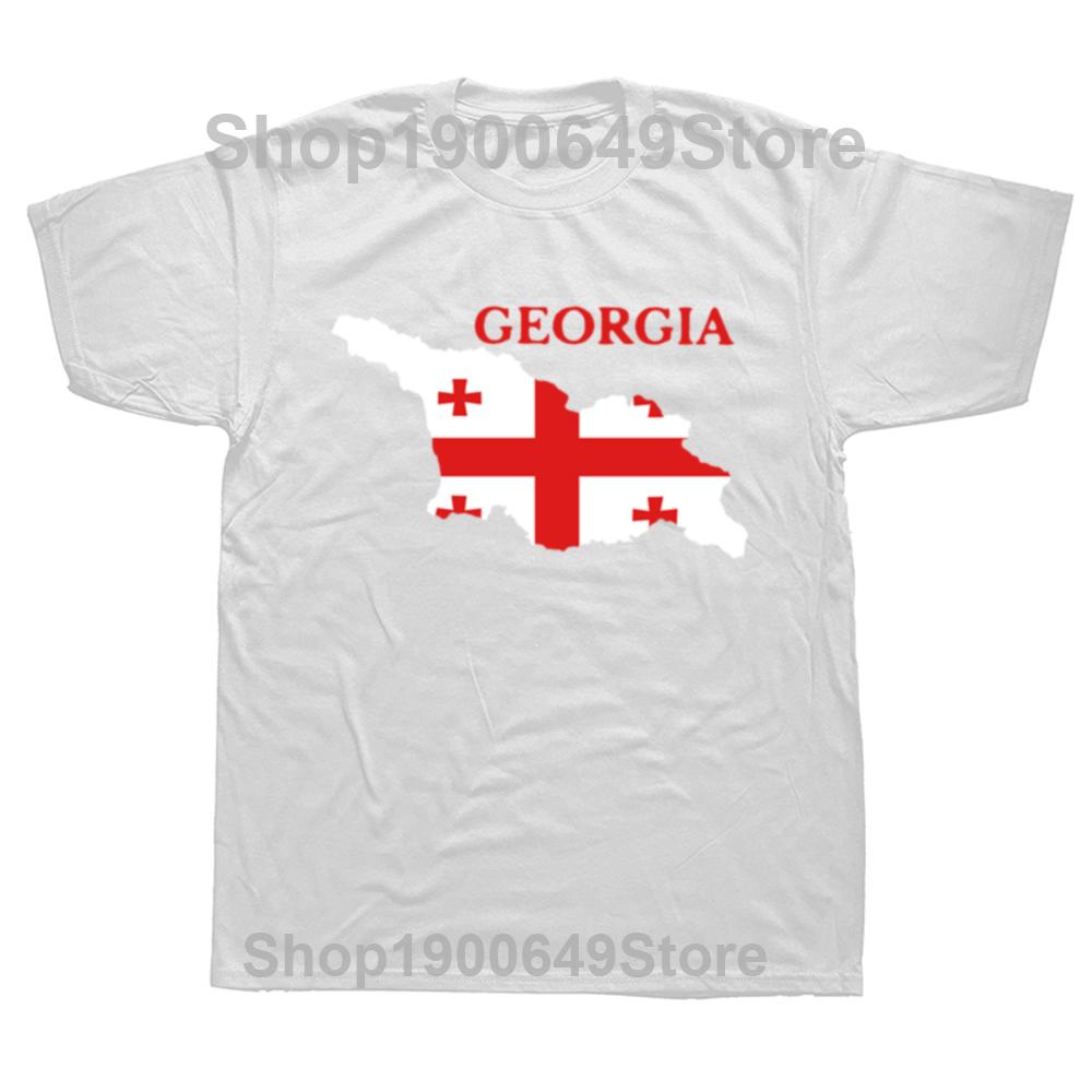 Funny Georgia Flag Map T Shirt Men Short Sleeved Printed Georgian Tee Oneck Loose Style Cotton Tshirt Streetwear
