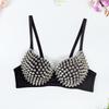 Women's Sexy Lingerie,Fashion Rhinestone Cover Bra Top for Dancing Performance Party,Spiky Steampunk Metallic Studded Rivets Top