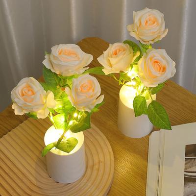 LED  Rose Lamp Creative Rose Night Light Flower Decorative Desk Lamp Valentine's Day Gift Bedroom Bedhead