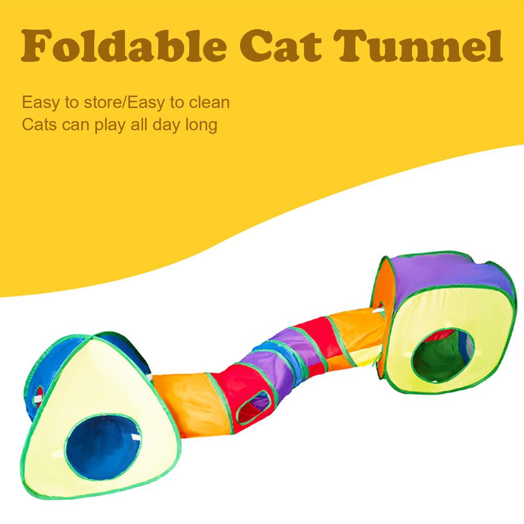 Cat Tunnel and Cubes Combo for Indoor Cats with Play Ball Collapsible Interactive Peek Hole Cat Tent and Cubes