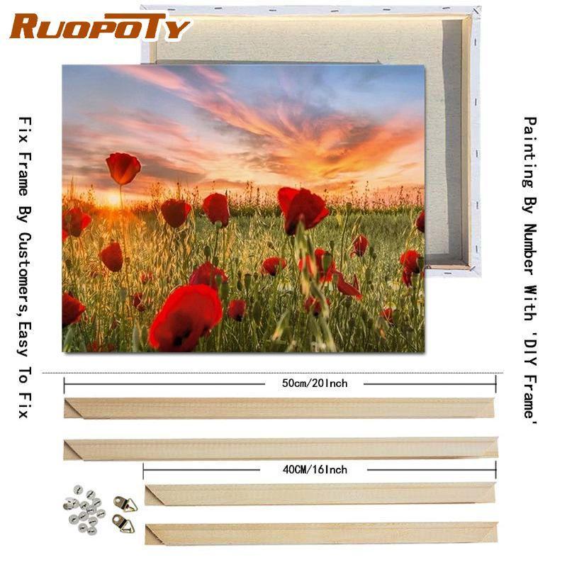 RUOPOTY Digital Painting Flower Sea Hand-Painted Wall Art Painting Unique Gifts On Canvas Sunset Pictures Home Decoration