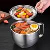Stainless Steel Instant Noodles Soup Bowl Food Container with Lid Handle for Home Dormitory Use