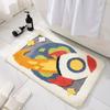 Space Exploration Bath Rug, Knit Polyester Bathroom Mat with Non Slip TPR Backing, 1800Gsm, 1.69Cm Thick Cosmic Rocket Design for Home Decor