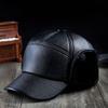 Thickened Cold-Proof and Warm PU Leather Baseball Cap for Middle-Aged and Elderly People (Ear-Protected)