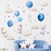 Watercolor Pink Balloon Bunny Cloud Wall Stickers for Kids Room Baby Nursery Room Decoration Wall Decals Boy and Girls Gifts PVC