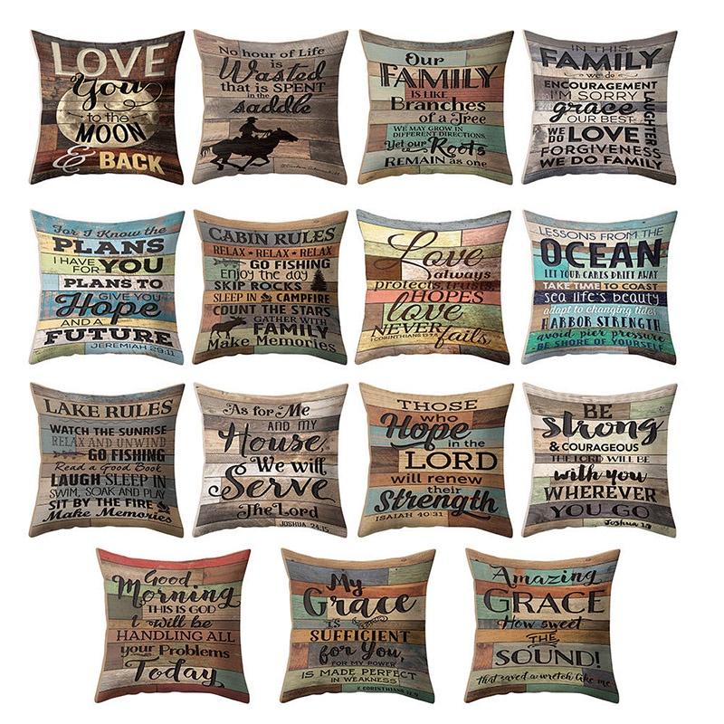 Stylish 18'' Vintage Letter Pillow Case Cushion Cover For Home Office And Sofa Decor