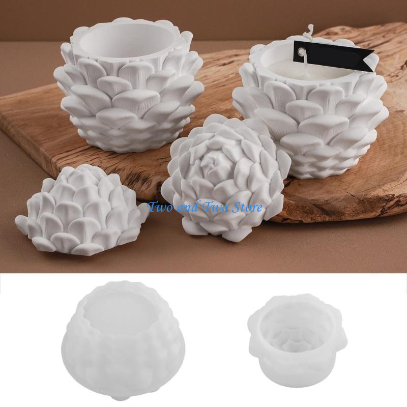 HX6F Creative Pinecone Design Silicone Mould Set For Crafting Unique Resin Storage Container With Cover