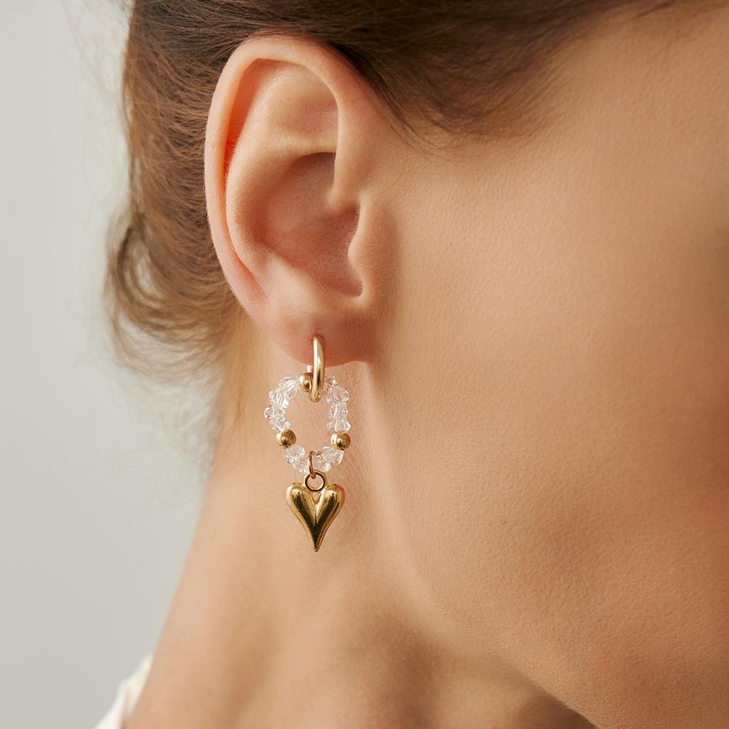 Salircon  New Exquisite Crystal Love Heart Tassel Drop Earring Women Trendy Elegant Piercing Earring Y2K Jewelry Ladies Gift