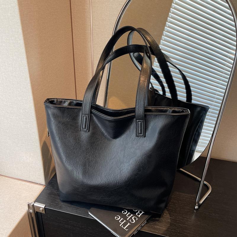 

Сумка-тоут премиум-класса в стиле ретро большой вместимости для поездок на работу, женская новая осенне-зимняя универсальная на плечо/подмышку чёрный