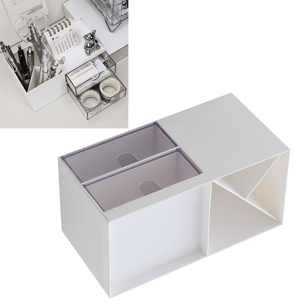 Desktop Storage Box Minimalism Style Multifunction Small Desk Organizer with Drawer for Bedroom