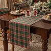 Christmas Red Checkered Table Cloth Vintage Flannel Fabric Dining Table Runner Long Decorative Cover