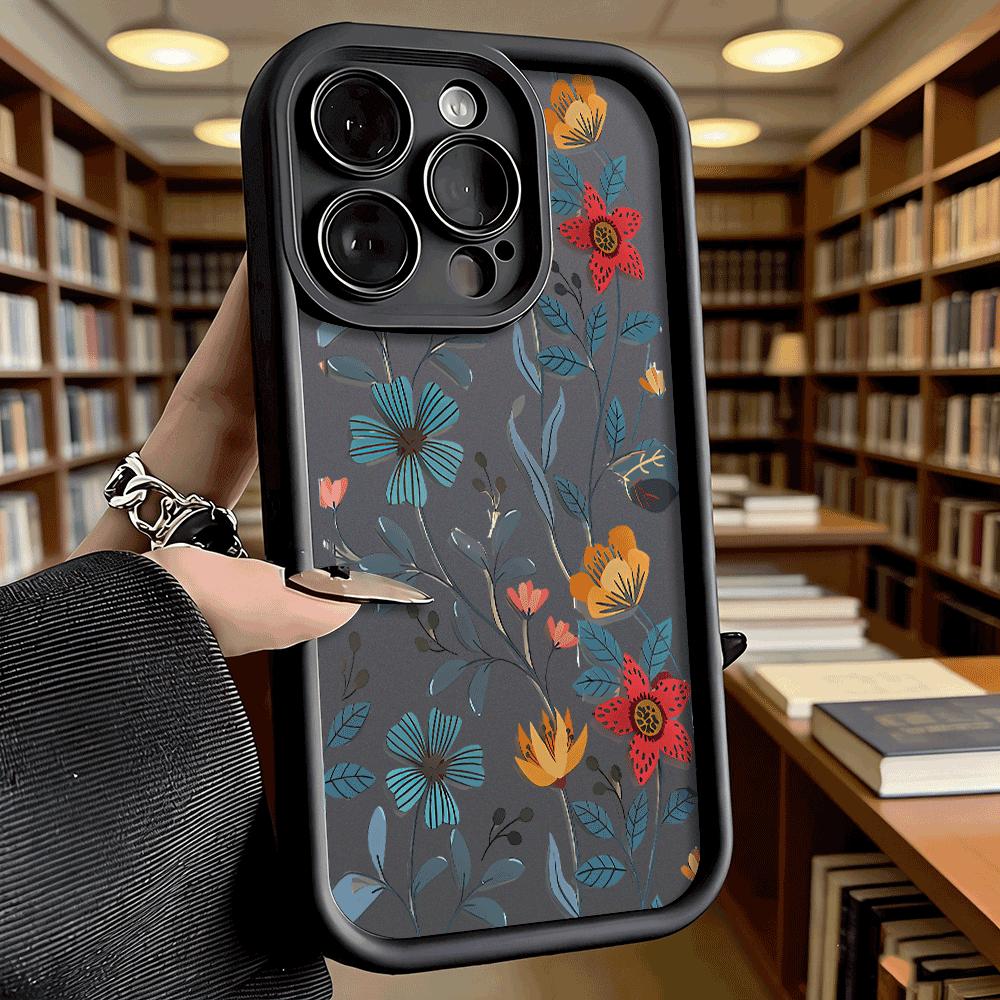 Colorful Floral Vines Soft TPU Phone Case for iPhone 17 16 15 14 13 12 11 Pro Max Plus Shockproof Anti-Slip Cover