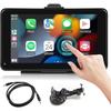 Radio Voiture Tactile 7" Avec CarPlay, Android Auto, MirrorLink Et Support Debout-Ventouse Bluetooth Intégré, Compatible DC 7-32V