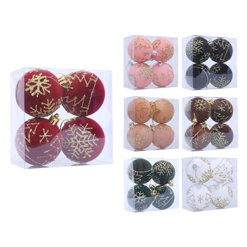 4Pcs Shatterproof Christmas Baubles Ball Hanging Ornament Christmas Tree Decoration For Wreath Mantels Winter Holiday