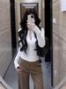 Spicy Girl Slimming Half-Zip Long-Sleeve T-shirt for Women - Autumn/Winter