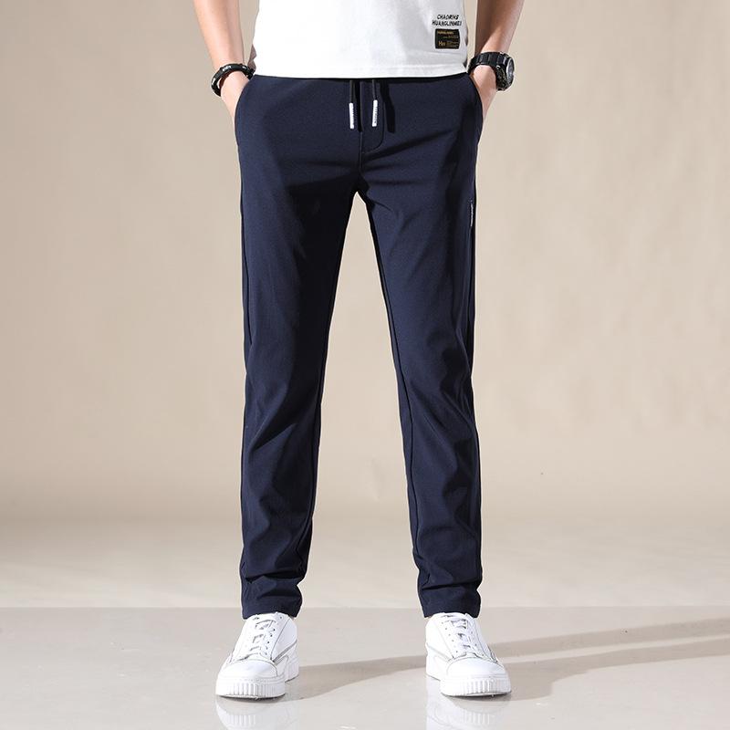 Ice-Silk Trousers for Men Loose-Fit, Breathable Straight-Leg Casual Trousers Lightweight Quick-Dry Long Trousers Stretch Men's Sports Trousers