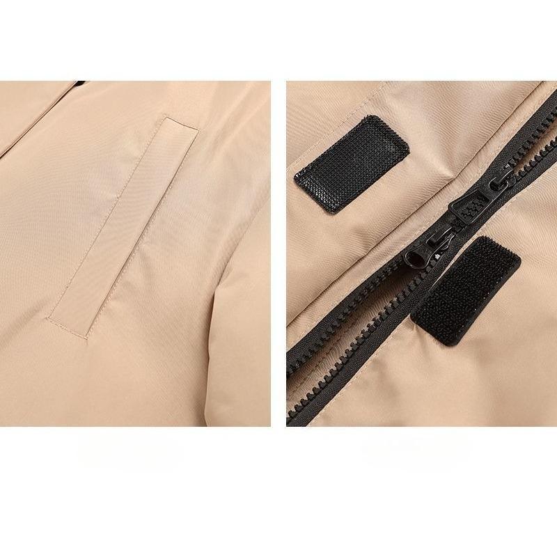 Winter Thickened Warm Workwear Down Cotton Coat with Fur Collar Loose Korean Style Jacket