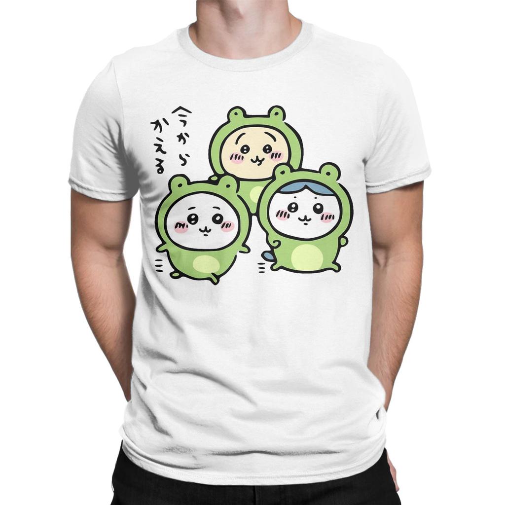 Chiikawa and Friends TShirt for Men Women  Vintage Cotton Tee Shirt Round Neck Short Sleeve T Shirt Printed Clothes