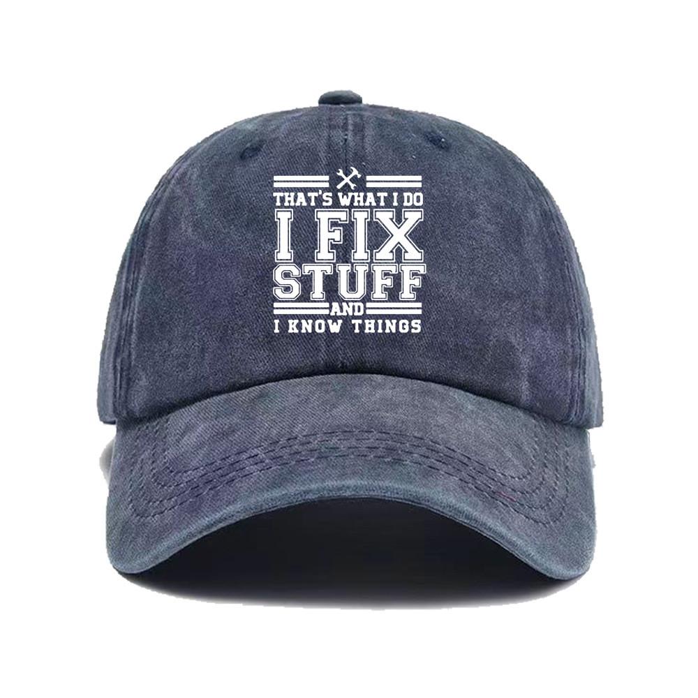 Fix Stuff Cotton Baseball Cap With Embroidered Print For Summer Outdoor Sunshade