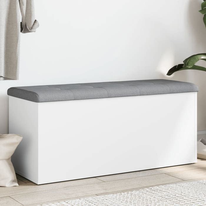 VidaXL Storage Bench, Storage Chest with Cushion, Organizer for Clothes Toys Hallway Living Room, Modern, White 835054