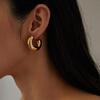 Stainless Steel Chunky Round Circle Clip Earring for Women Gold Color C Shape Ear Cuff Stud Tube Thick Earclips Jewelry