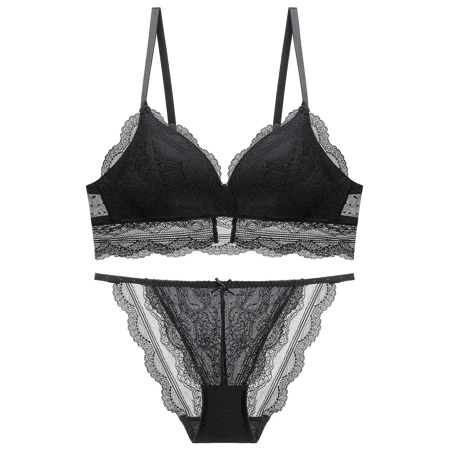 

Французское ретро сексуальное нижнее белье с треугольными чашками женский тонкий кружевной бюстгальтер без косточек удобный женский бюстгальтер-накидка S Suitable for 70A, 70B, 70C чёрный