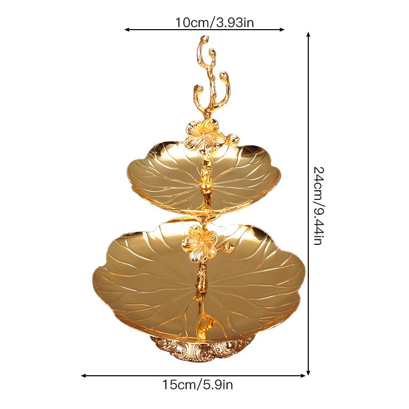 1 Double Tray European Metal Style With Base Suitable For Compact Dishes Snacks Snacks Exquisite Tabletop Crafts