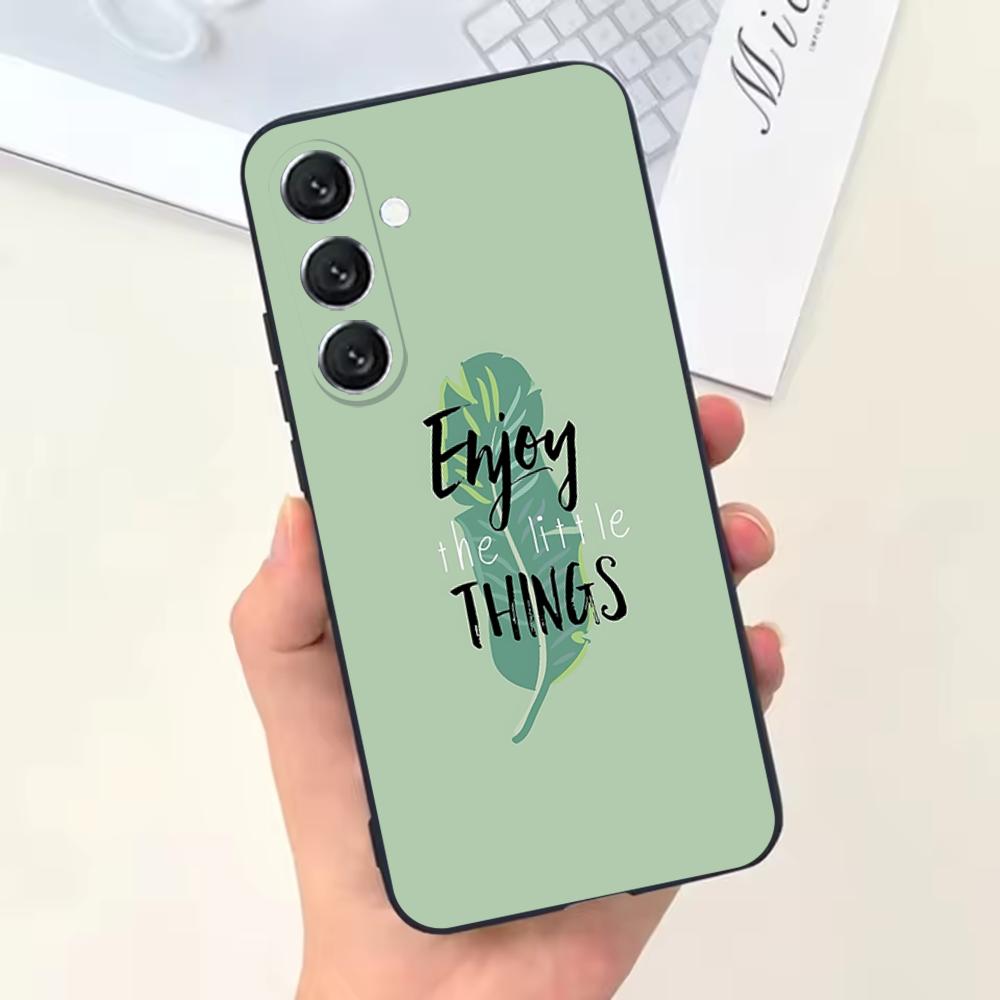 Aesthetic Sage Green Phone Case For Samsung Galaxy A13,A21s,A22,A31,A32,A52,A53,A71,A80,Soft Black Shell